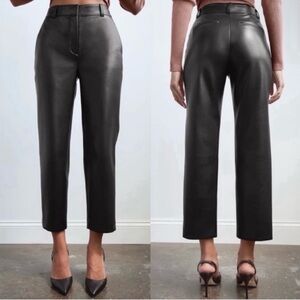 Aritzia Babaton Vegan Leather Straight Leg Trousers Black Size 12